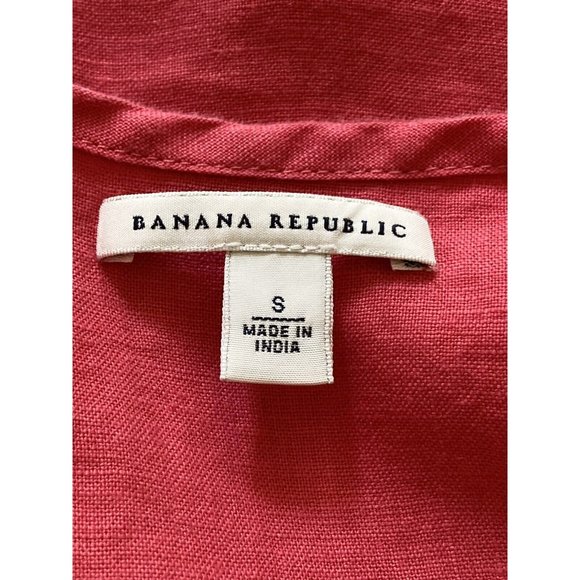 Banana Republic Sleeveless Coral Linen Top Womens Small V-Neck Elasticized Waist - Picture 4 of 4